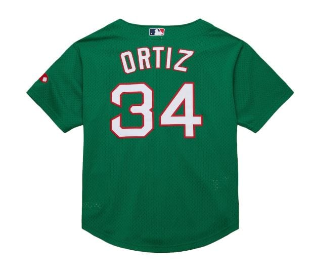 Adult David Ortiz Boston Red Sox Mitchell & Ness Green Cooperstown Mesh Batting Practice Jersey - Men's