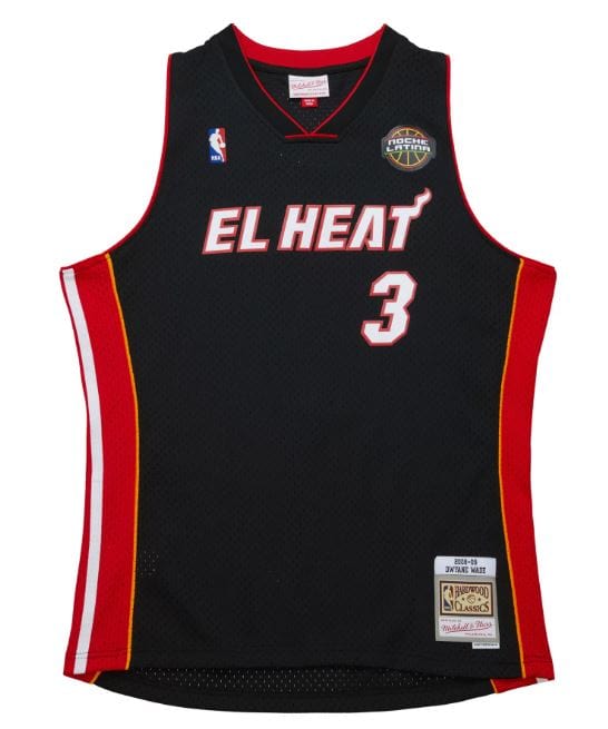 Mitchell & Ness Adult Jersey Adult Dwayne Wade Miami Heat Mitchell & Ness El Heat 2008-09 Black Throwback Swingman Jersey - Men's