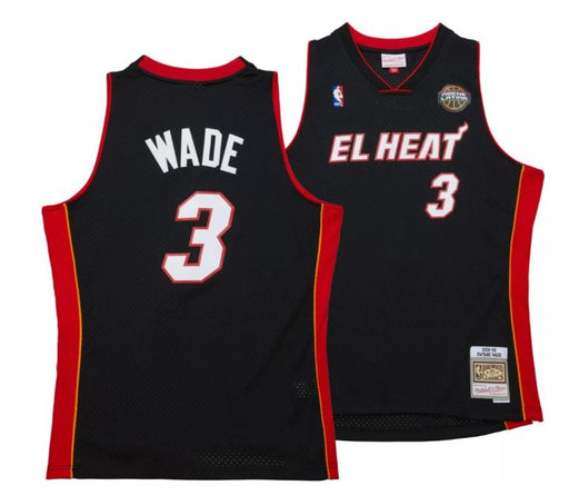 Mitchell & Ness Adult Jersey Adult Dwayne Wade Miami Heat Mitchell & Ness El Heat 2008-09 Black Throwback Swingman Jersey - Men's