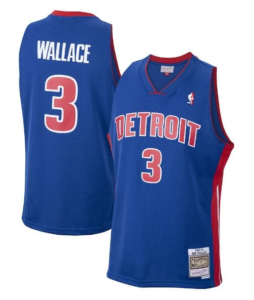 Mitchell & Ness Adult Jersey Ben Wallace Detroit Pistons Mitchell & Ness NBA Blue 2003 Throwback Swingman Jersey