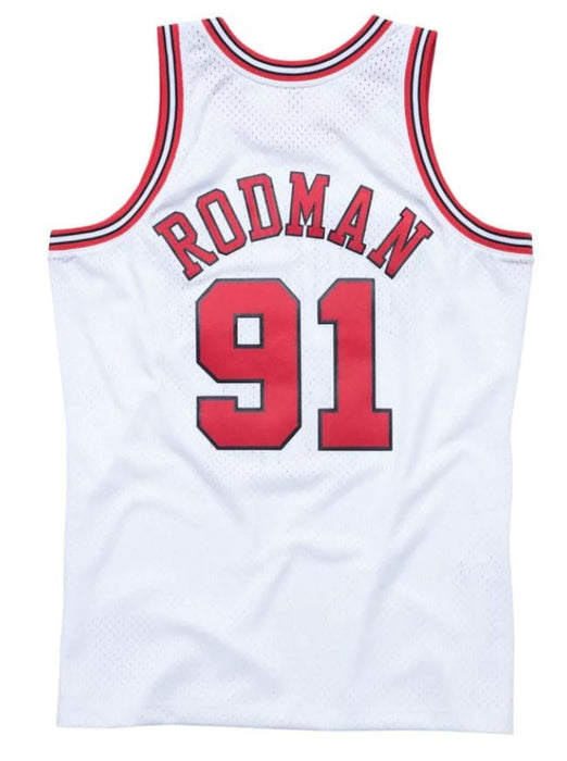 Mens 91# Dennis Rodman Chicago Bulls Mitchell Ness Hardwood Classics Blue  Swingman Jersey