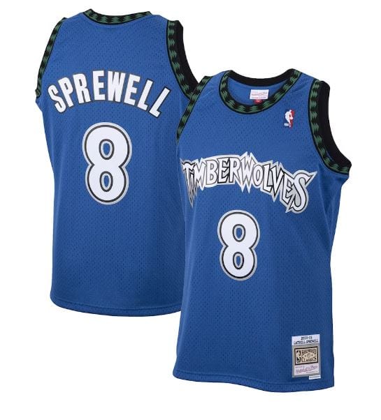 Mitchell & Ness Adult Jersey Latrell Sprewell Minnesota Timberwolves 2001/02 Blue Mitchell & Ness Throwback Swingman Jersey - Men's