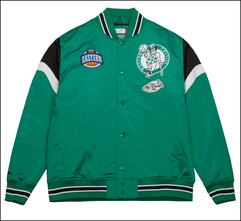 Boston Celtics Mitchell Ness Green Heavyweight Satin Jacket Men s