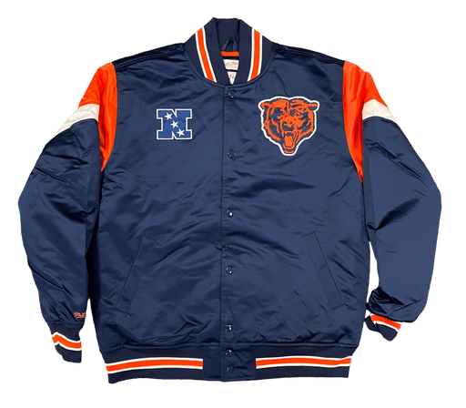 Adult Chicago Bears Mitchell Ness Navy Heavyweight Satin Jacket Me