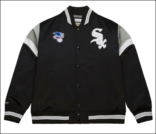 Mitchell & Ness Jacket Chicago White Sox Mitchell & Ness Black Heavyweight Satin Jacket - Men's
