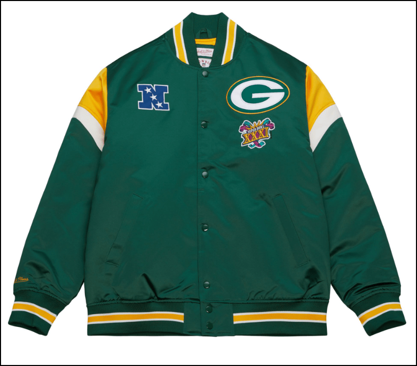 Starter Mens Green Bay Packers Varsity Jacket, Green, Large