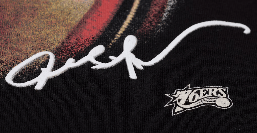 Mitchell & Ness Shirts Adult Allen Iverson Philadelphia 76ers Mitchell & Ness Black Real NBA Big Face T-Shirt - Men's