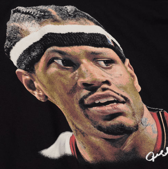 Mitchell & Ness Shirts Adult Allen Iverson Philadelphia 76ers Mitchell & Ness Black Real NBA Big Face T-Shirt - Men's