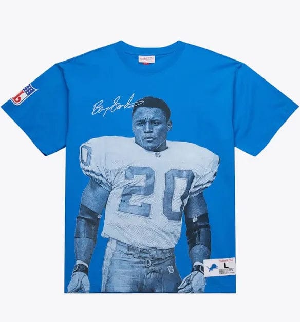 Mitchell & Ness Shirts Adult Barry Sanders Mitchell & Ness Blue NFL Ultimate T-Shirt - Men's