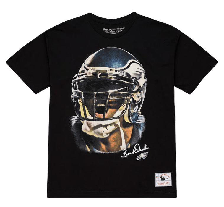 Mitchell & Ness Shirts Adult Brian Dawkins Philadelphia Eagles Mitchell & Ness Black Real NFL Big Face T-Shirt - Men's