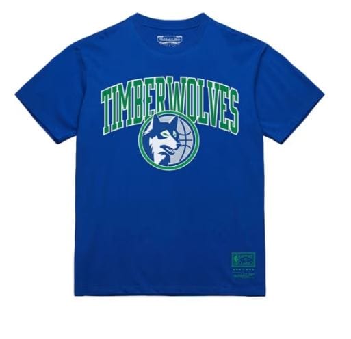 Mitchell & Ness Shirts Adult Minnesota Timberwolves Mitchell & Ness Blue Nostalgia Logo T-Shirt - Men's