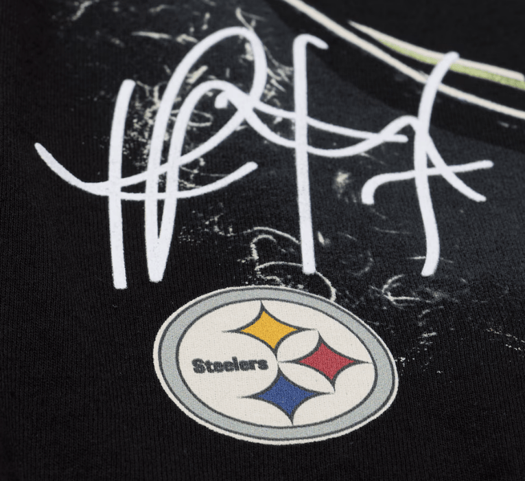 Mitchell & Ness Shirts Adult Troy Polamalu Pittsburgh Steelers Mitchell & Ness Black Real NFL Big Face T-Shirt - Men's