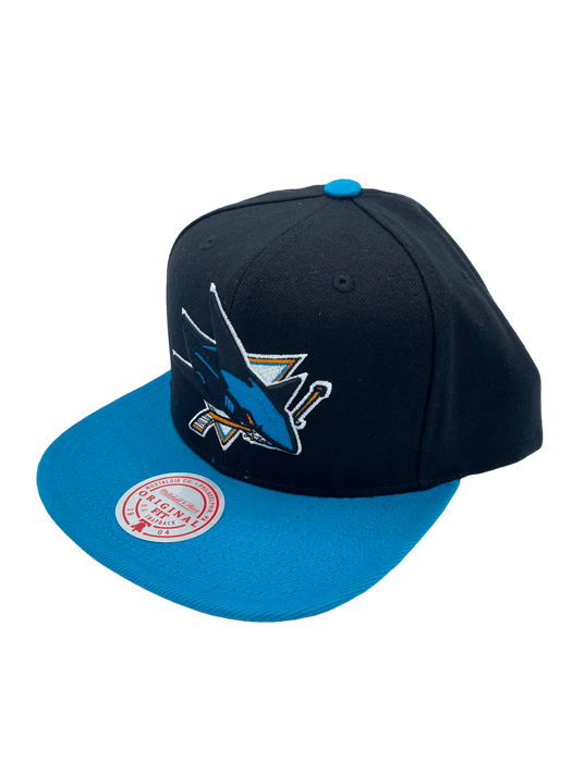 Mitchell & Ness Snapback Hat Adjustable / Black San Jose Sharks Mitchell & Ness Black 2 Tone Snapback Hat