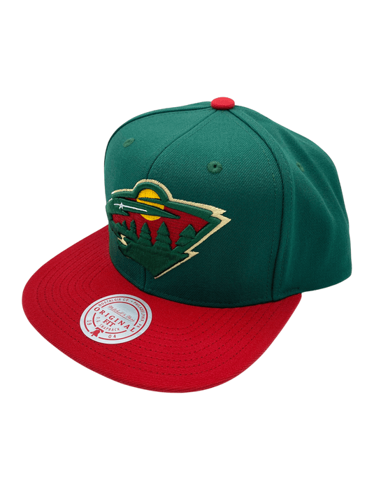 Mitchell & Ness Snapback Hat Adjustable / Green Adult Minnesota Wild Mitchell & Ness Green 2 Tone Snapback Hat - Men's