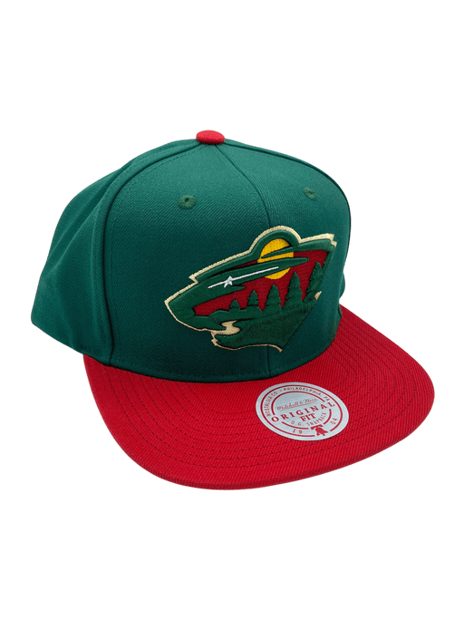 Mitchell & Ness Snapback Hat Adjustable / Green Adult Minnesota Wild Mitchell & Ness Green 2 Tone Snapback Hat - Men's