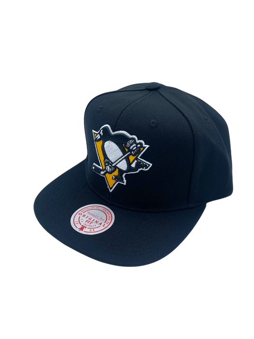 Mitchell & Ness Snapback Hat OSFM / Black Adult Pittsburgh Penguins Mitchell & Ness Black Top Spot Side Patch Snapback Hat - Men's