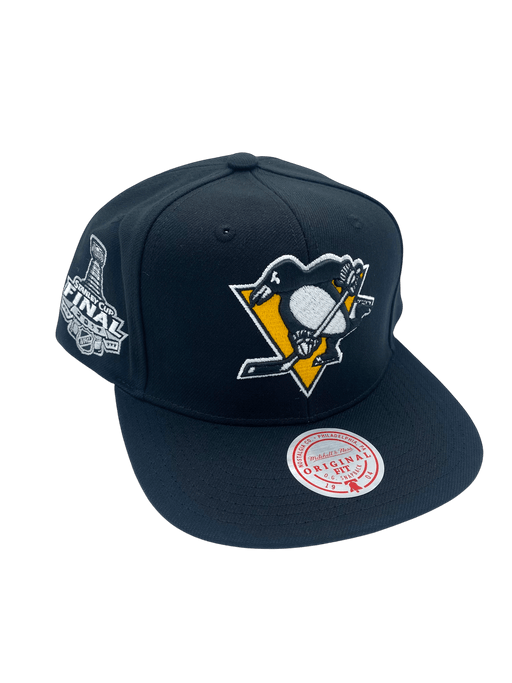 Mitchell & Ness Snapback Hat OSFM / Black Adult Pittsburgh Penguins Mitchell & Ness Black Top Spot Side Patch Snapback Hat - Men's