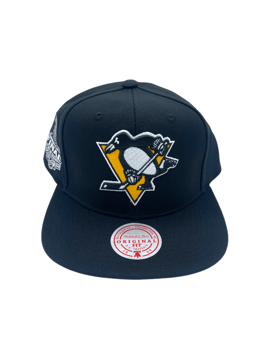 Mitchell & Ness Snapback Hat OSFM / Black Adult Pittsburgh Penguins Mitchell & Ness Black Top Spot Side Patch Snapback Hat - Men's