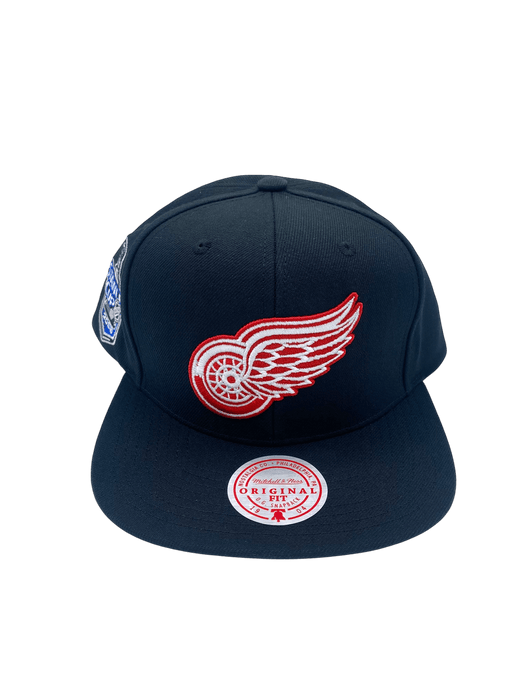 Mitchell & Ness Snapback Hat OSFM / Red Adult Detroit Red Wings Mitchell & Ness Black Top Spot Side Patch Snapback Hat - Men's