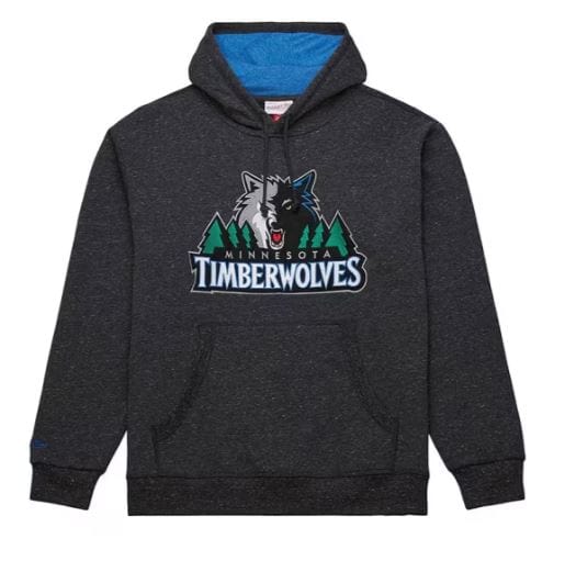 Mitchell & Ness Sweatshirts Adult Minnesota Timberwolves Mitchell & Ness Black Snow Washed Hooded Sweatshirt - Men's