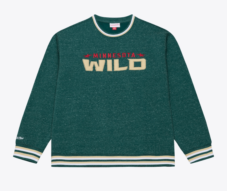 Mitchell & Ness Sweatshirts Adult Minnesota Wild Mitchell & Ness Green Winning Streak Fleece Crewneck Sweatshirt - Men's