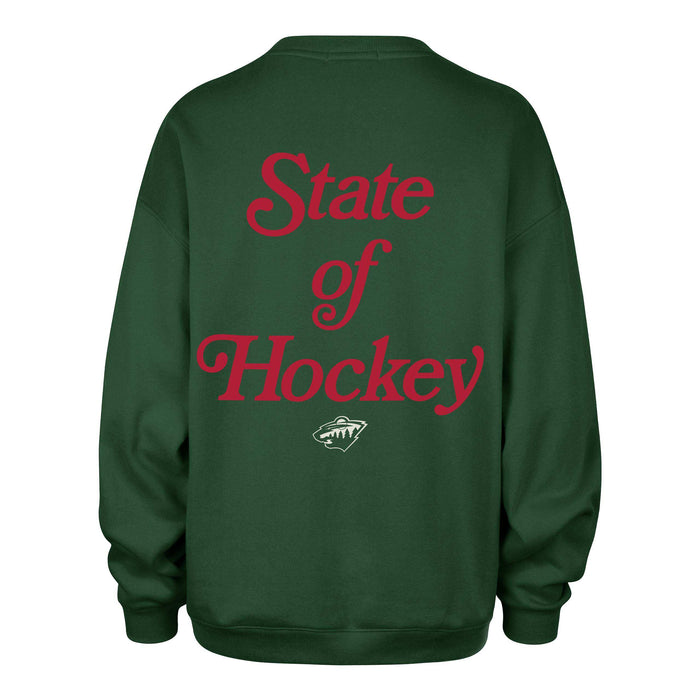 Mitchell & Ness Sweatshirts Minnesota Wild 47 Brand Green Shout Out Oversize Crewneck Sweatshirt - Women's