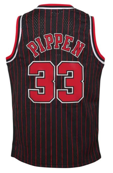 Mitchell & Ness Youth Jersey Youth Scottie Pippen Chicago Bulls Mitchell & Ness Black Pinstripe Alternate NBA Throwback Jersey - Unisex