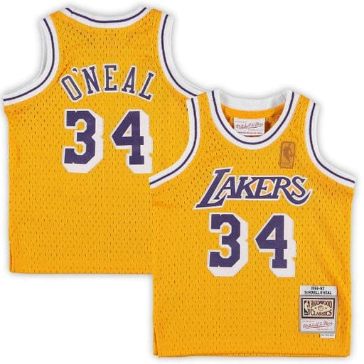 Youth Shaquille O'Neal Jersey | Los Angeles Lakers Mitchell & Ness Throwback Gold, Yth S / Gold