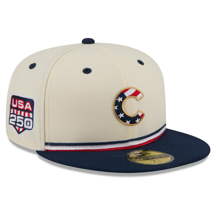 Adult Chicago Cubs New Era Cream/ Navy 2026 Fourth of July On Field 59FIFTY Fitted Hat - Men's