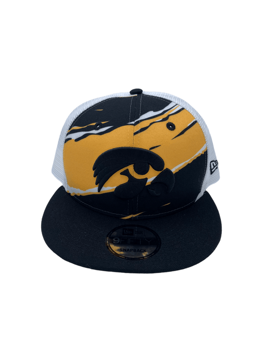Iowa Hawkeyes New Era Black Tear Stripe Trucker 9FIFTY Snapback Hat