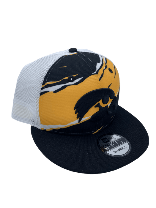 New Era Adjustable Hat Black Iowa Hawkeyes New Era Black Tear Stripe Trucker 9FIFTY Snapback Hat