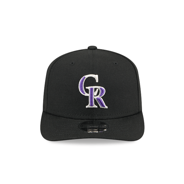 New Era Adjustable Hat OSFA / Black Adult Colorado Rockies New Era Black Replica Team Logo 9SEVENTY Stretch-Snapback Hat - Men's
