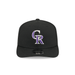 New Era Adjustable Hat OSFA / Black Adult Colorado Rockies New Era Black Replica Team Logo 9SEVENTY Stretch-Snapback Hat - Men's