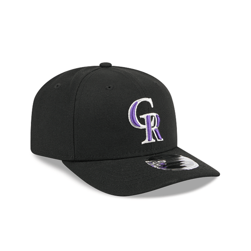 New Era Adjustable Hat OSFA / Black Adult Colorado Rockies New Era Black Replica Team Logo 9SEVENTY Stretch-Snapback Hat - Men's