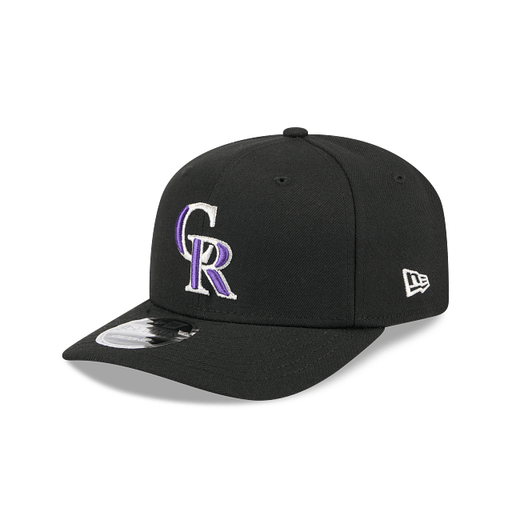 New Era Adjustable Hat OSFA / Black Adult Colorado Rockies New Era Black Replica Team Logo 9SEVENTY Stretch-Snapback Hat - Men's