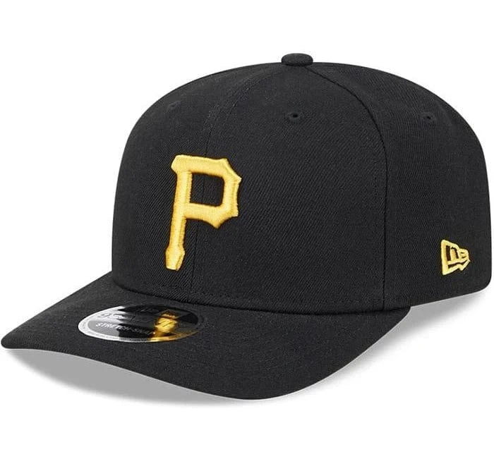 New Era Adjustable Hat OSFA / Black Adult Pittsburgh Pirates New Era Black Replica Team Logo 9SEVENTY Stretch-Snapback Hat - Men's