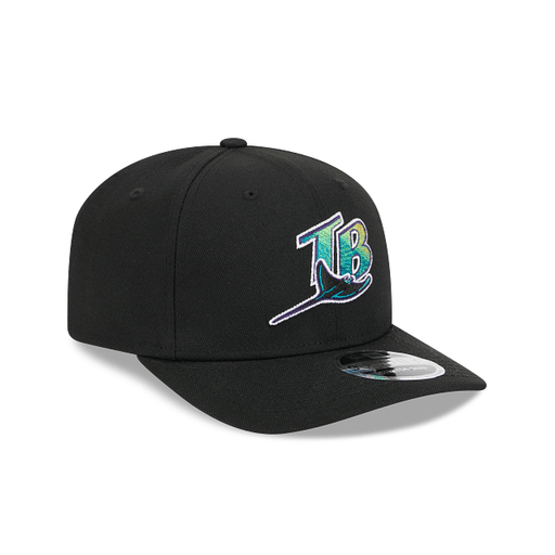 New Era Adjustable Hat OSFA / Black Adult Tampa Bay Rays Cooperstown New Era Black Replica Team Logo 9SEVENTY Stretch-Snapback Hat - Men's