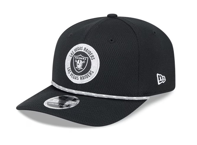 New Era Adjustable Hat OSFA / Black Las Vegas Raiders New Era Black 2024 Sideline Roper 9SEVENTY Stretch-Snapback Hat