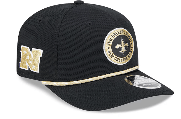 New Era Adjustable Hat OSFA / Black New Orleans Saints New Era Black 2024 Sideline Roper 9SEVENTY Stretch-Snapback Hat