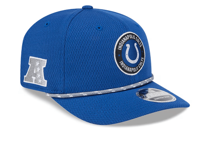 New Era Adjustable Hat OSFA / Blue Indianapolis Colts New Era Blue 2024 Sideline Roper 9SEVENTY Stretch-Snapback Hat