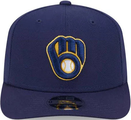 New Era Adjustable Hat OSFA / Navy Adult Milwaukee Brewers New Era Navy Replica Team Logo 9SEVENTY Stretch-Snapback Hat - Men's