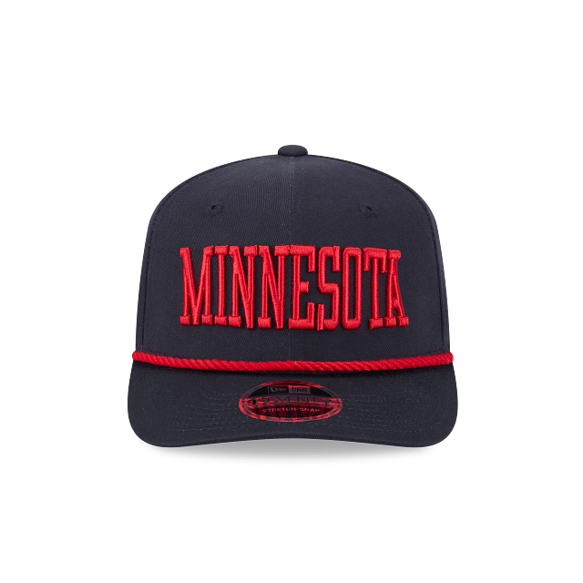 New Era Adjustable Hat OSFA / Navy Adult Minnesota Twins New Era Navy Cotton Wordmark Roper 9SEVENTY Stretch-Snapback Hat - Men's