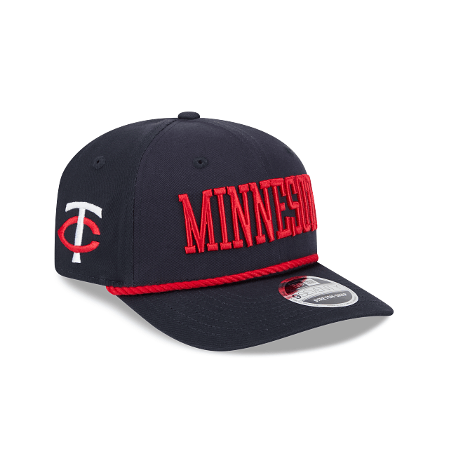 New Era Adjustable Hat OSFA / Navy Adult Minnesota Twins New Era Navy Cotton Wordmark Roper 9SEVENTY Stretch-Snapback Hat - Men's