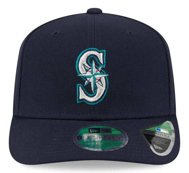 New Era Adjustable Hat OSFA / Navy Adult Seattle Mariners New Era Navy Replica Team Logo 9SEVENTY Stretch-Snapback Hat - Men's