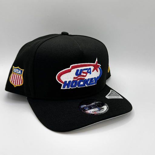 New Era Adjustable Hat OSFM / Black Adult USA Hockey New Era Black A-Frame 9FIFTY Adjustable Snapback Hat - Men's