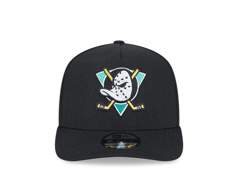 New Era Adjustable Hat OSFM / Black Anaheim Ducks New Era Black A-Frame 9FIFTY Adjustable Snapback Hat