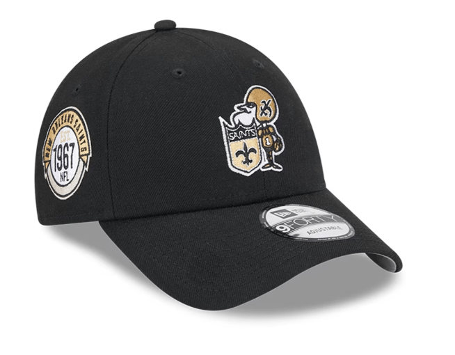 New Era Adjustable Hat OSFM / Black New Orleans Saints New Era Black Throwback The League Logo 9FORTY Adjustable Hat