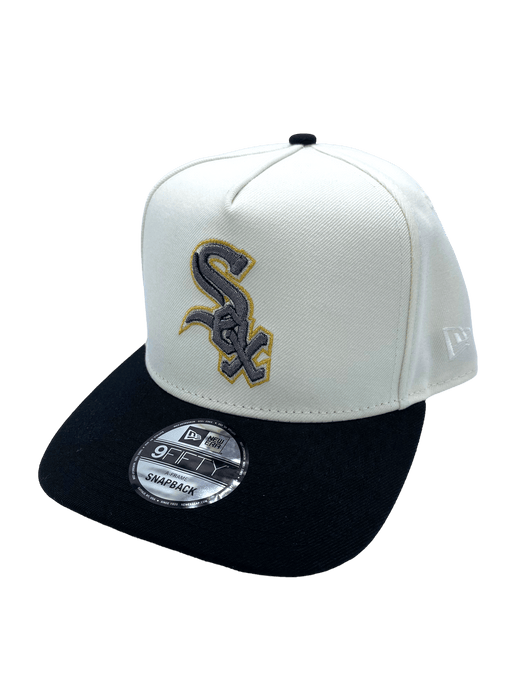 Chicago White Sox New Era Chrome/Black A-Frame 9FORTY Adjustable Snapback Hat