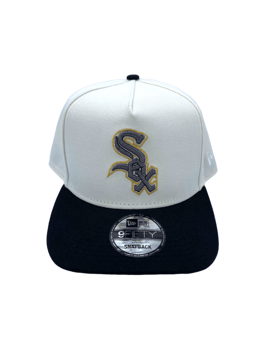 Chicago White Sox New Era Chrome/Black A-Frame 9FORTY Adjustable Snapback Hat