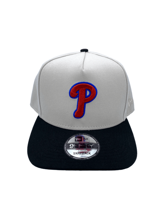 Philadelphia Phillies New Era Chrome/Black A-Frame 9FORTY Adjustable Snapback Hat